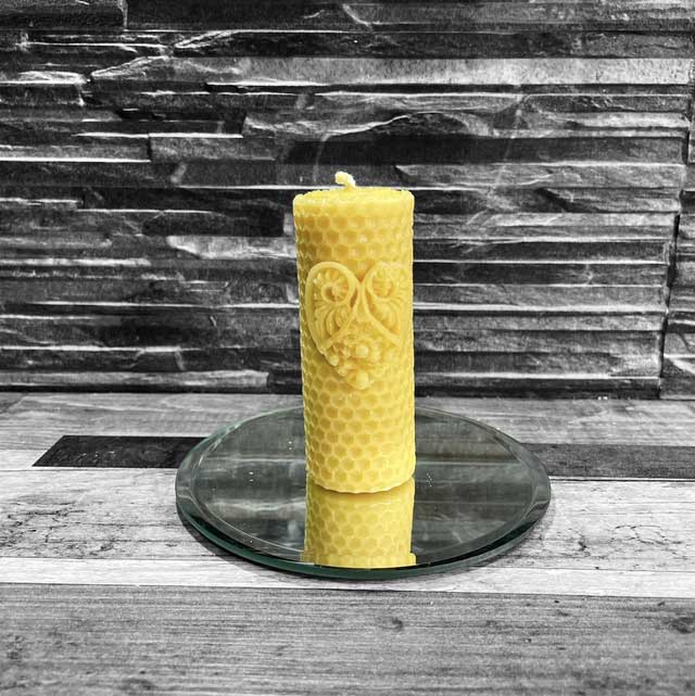 100% Beeswax Honeycomb Heart Candle